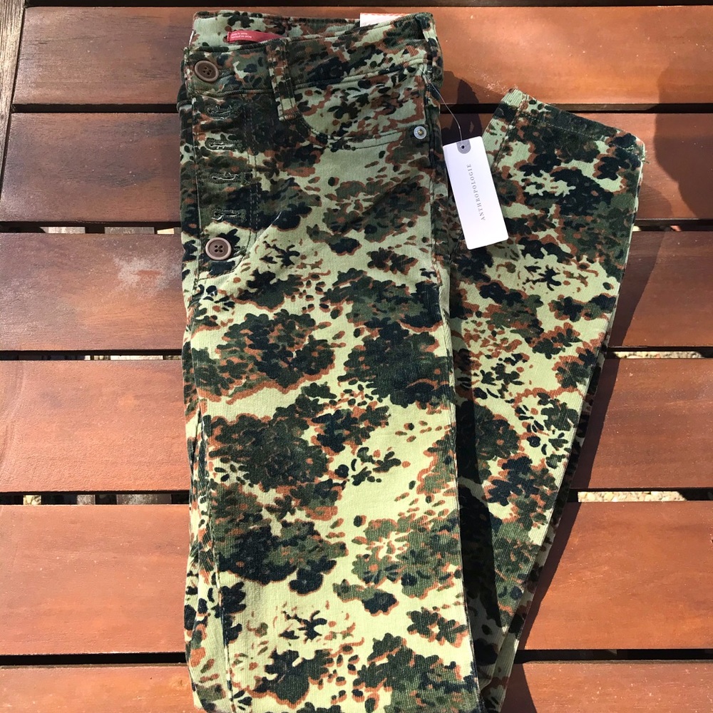 Anthropologie patterned corduroy high rise jeans!